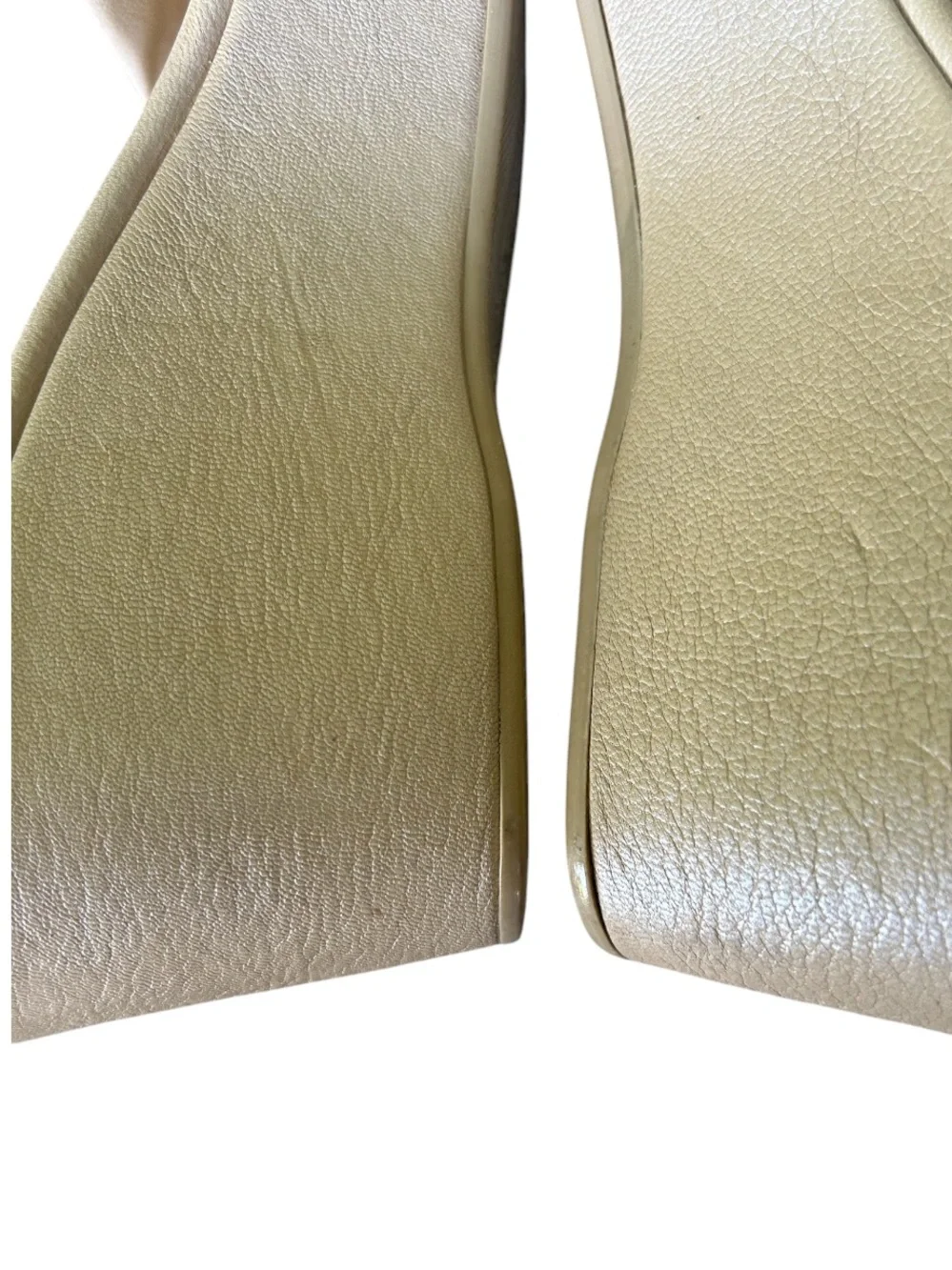Salvatore  Ferragamo Champagne Metallic Leather Gancini Wedge Slide 7.5